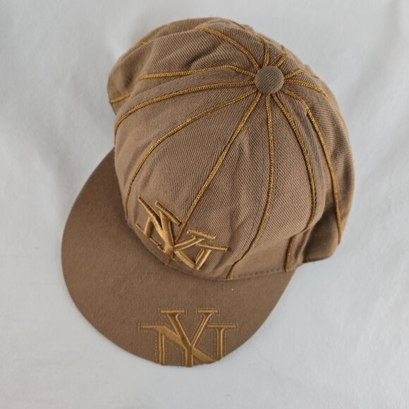 New York City Hat Mens Fitted XL Beige Brown KB Ethos Souvernir 212 Y2k Cap - Picture 3 of 9